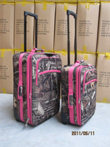 24"Explorer Mossy Oak with Pink Trim Heavy Duty Luggage 2Pc.Set
