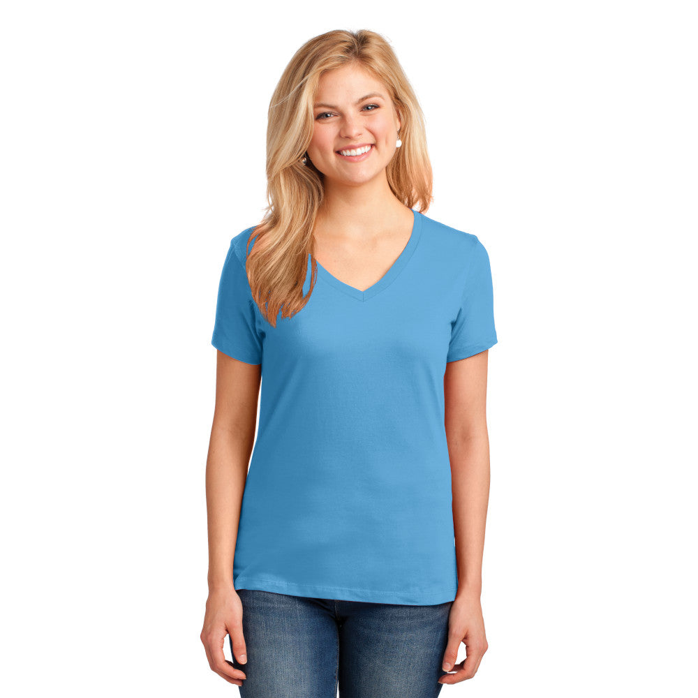 Port & Company® Ladies Core Cotton V-Neck Tee