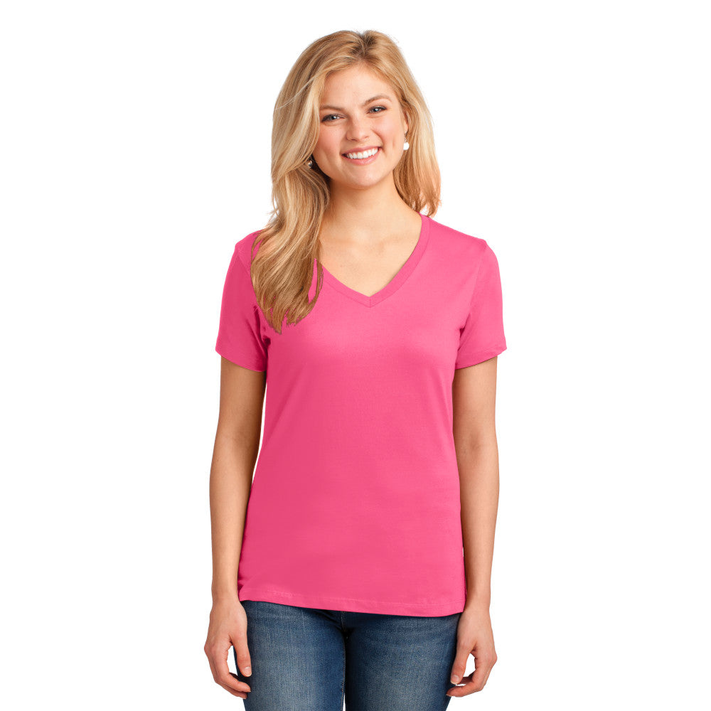 Port & Company® Ladies Core Cotton V-Neck Tee