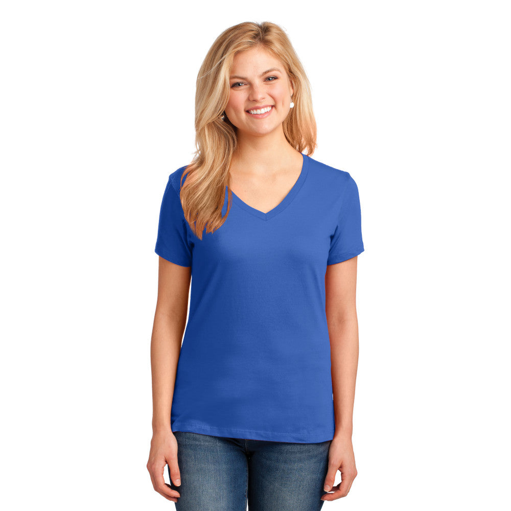 Port & Company® Ladies Core Cotton V-Neck Tee
