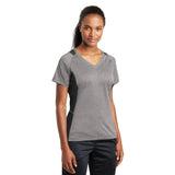 Sport-Tek® Ladies Heather Colorblock Contender™ V-Neck Tee