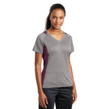 Sport-Tek® Ladies Heather Colorblock Contender™ V-Neck Tee
