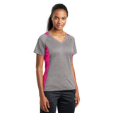 Sport-Tek® Ladies Heather Colorblock Contender™ V-Neck Tee