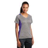 Sport-Tek® Ladies Heather Colorblock Contender™ V-Neck Tee