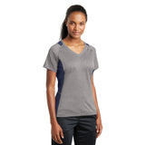 Sport-Tek® Ladies Heather Colorblock Contender™ V-Neck Tee