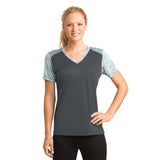 Sport-Tek® Ladies CamoHex Colorblock V-Neck Tee