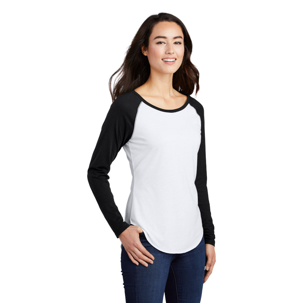 Sport-Tek ® Ladies PosiCharge ® Long Sleeve Tri-Blend Wicking Scoop Neck Raglan Tee