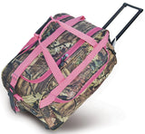 22" Mossy Oak Rolling Duffel w/pink Trim