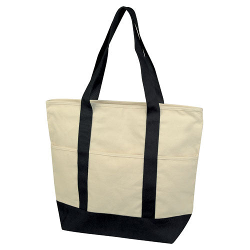 Deluxe Zippered Cotton Canvas Tote Bag