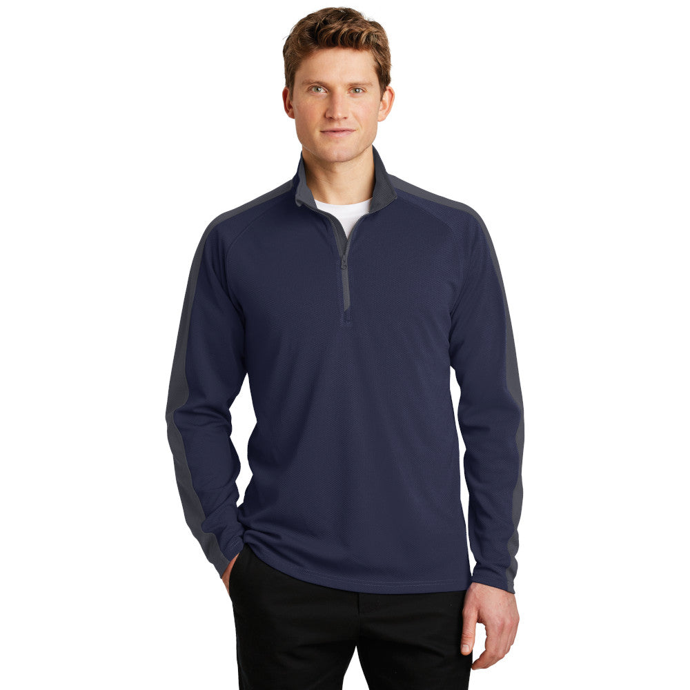 Sport-Tek® Sport-Wick® Textured Colorblock 1/4-Zip Pullover