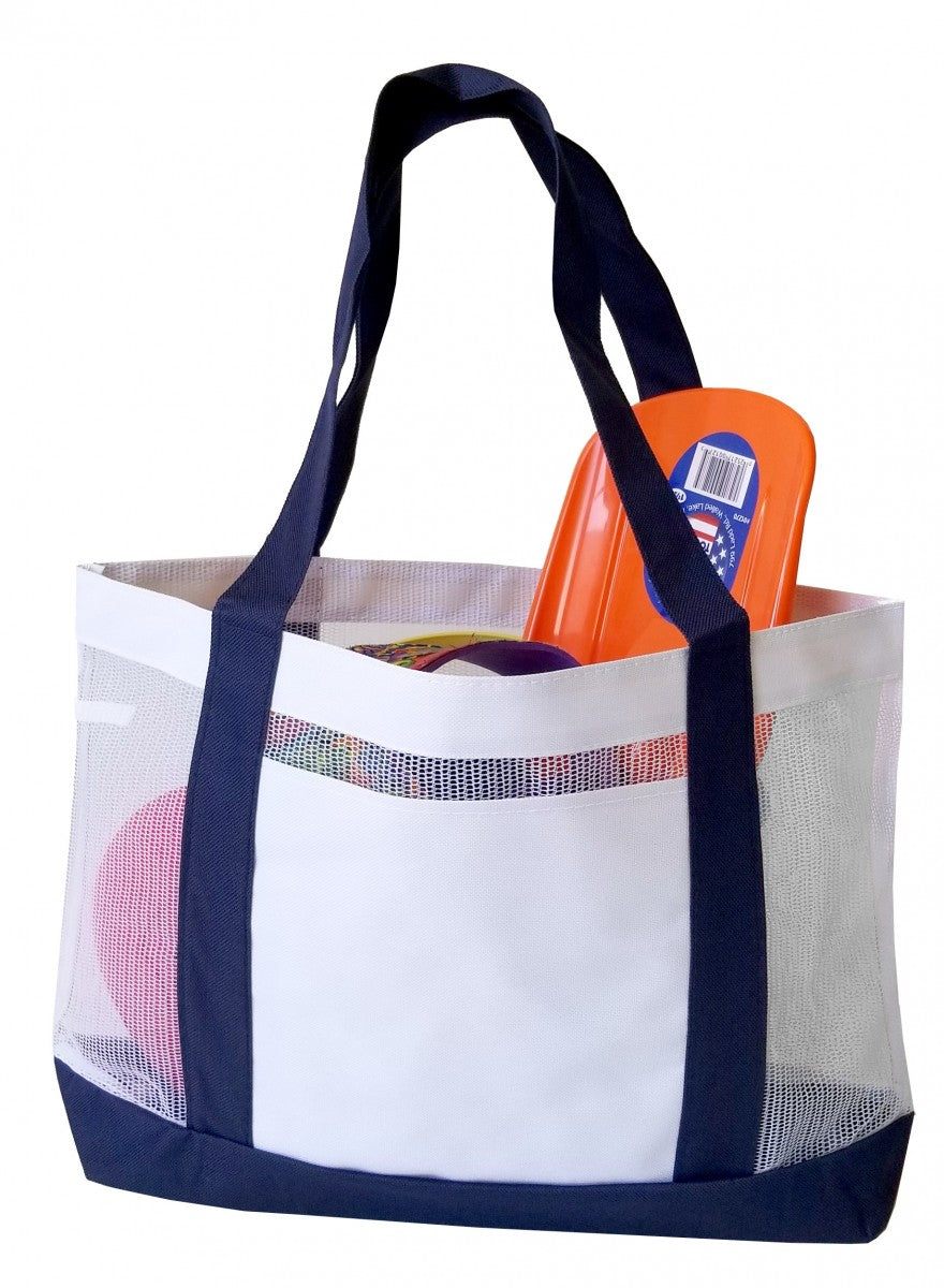Color Trim Mesh Open Tote