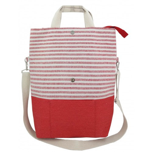 Striped 2-Way Carry Fashion Tote Bag