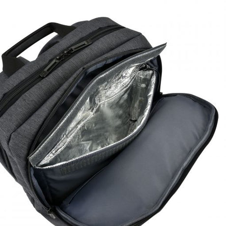 Gray laptop backpack with a compartment insulation liner 