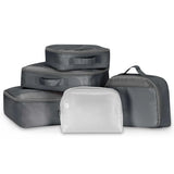 Set of packing organizers in grey for travel and storage