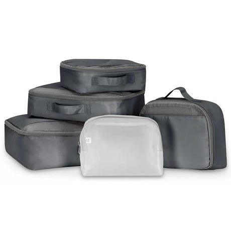 Set of packing organizers in grey for travel and storage