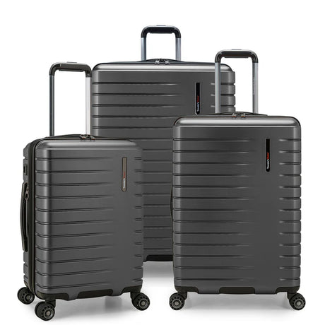Gray/charcoal wheeled luggage for travel
