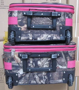 24"Explorer Mossy Oak with Pink Trim Heavy Duty Luggage 2Pc.Set