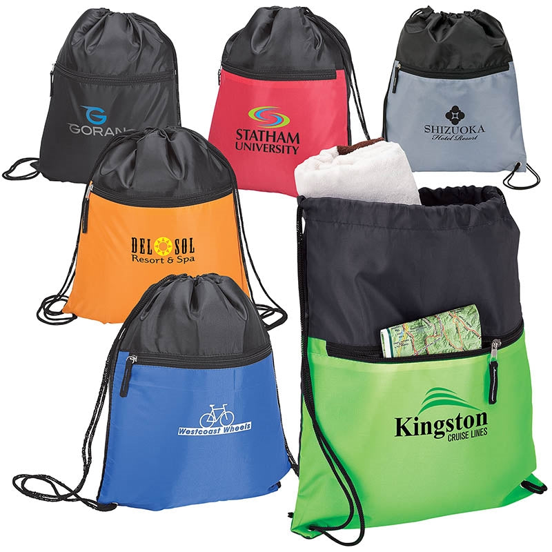 Drawstring Sports Bag With Zip Pocket