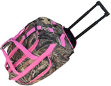 22" Mossy Oak Rolling Duffel w/pink Trim
